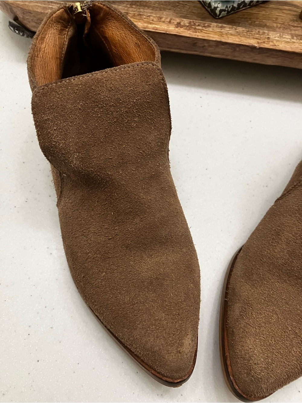 Made in Spain Genuine Brown Suede Ankle Boots Size 8 | Regular Width - Picture 3 of 9